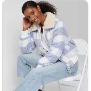 Wild Fable women’s plaid lavender & cream crop jacket, Medium